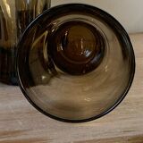 Six large smoked blown glasses 1970