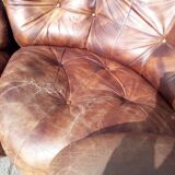 full leather sofa IPE spa Italian design 70s