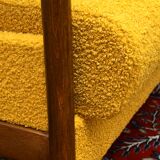 Scandinavian-style yellow boucle sofa with folding function, 1960s