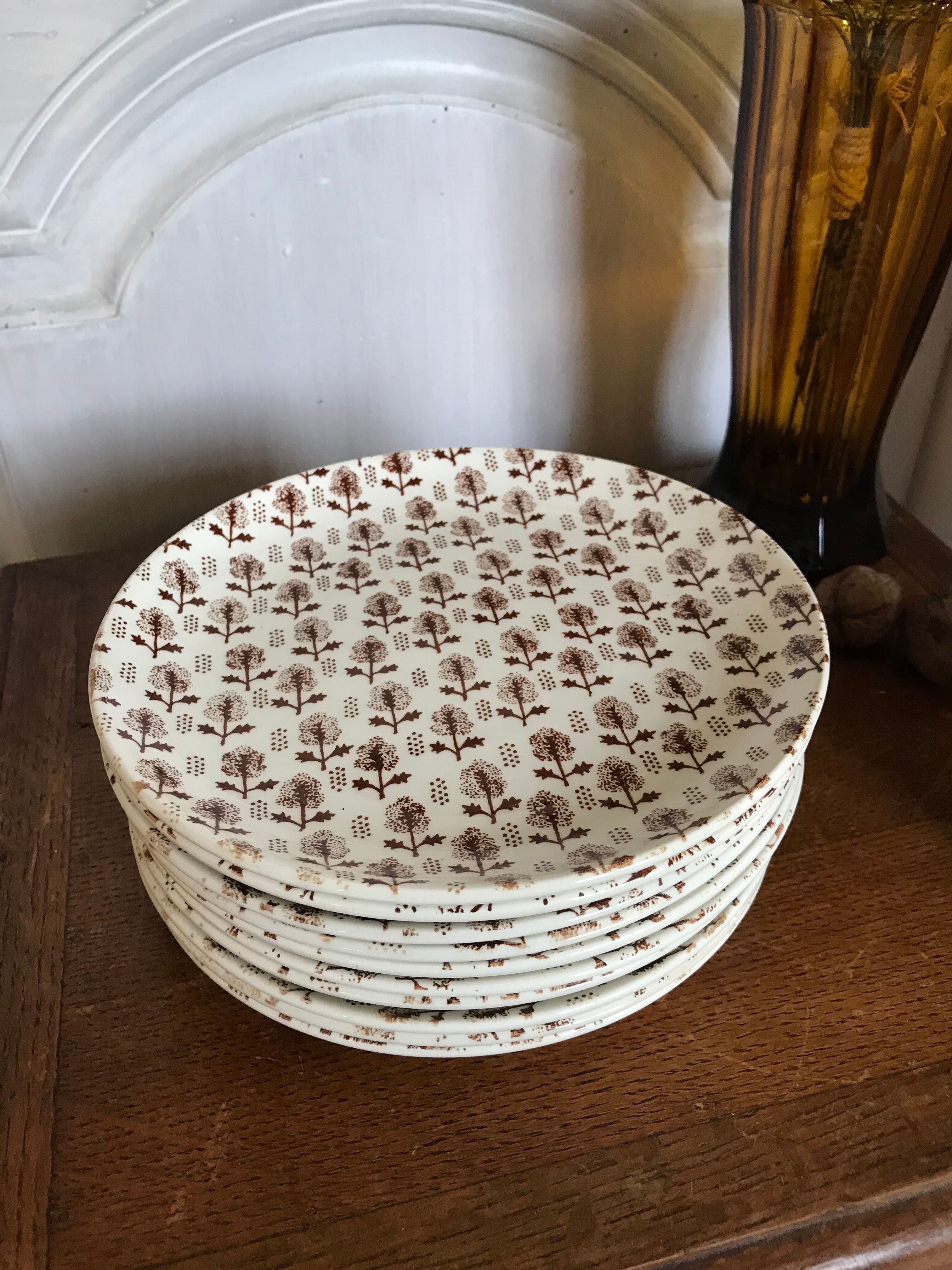 Set of 10 Gien dessert plates