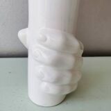 Vintage ceramic lamp with glass ball, 80s