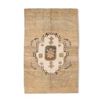 Brown and beige wool oushak rug 286x181cm