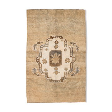Tapis oushak en laine marron et beige 286x181cm