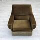 1970s, Danish armchair, green furniture velour, ash wood legs.