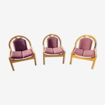 3 fauteuils Baumann des années 70