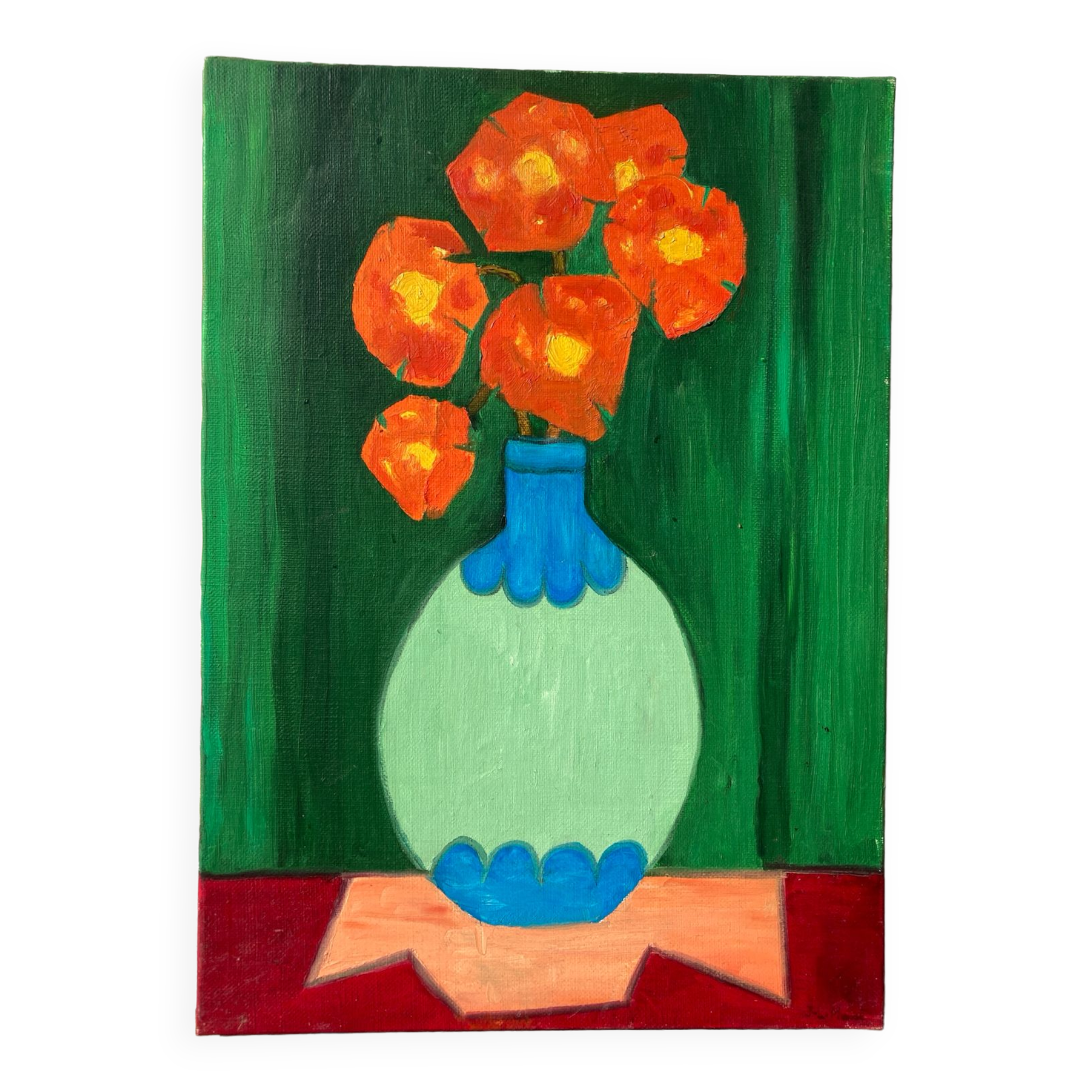 Bouquet of flowers oil on canvas signed