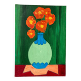 Bouquet of flowers oil on canvas signed
