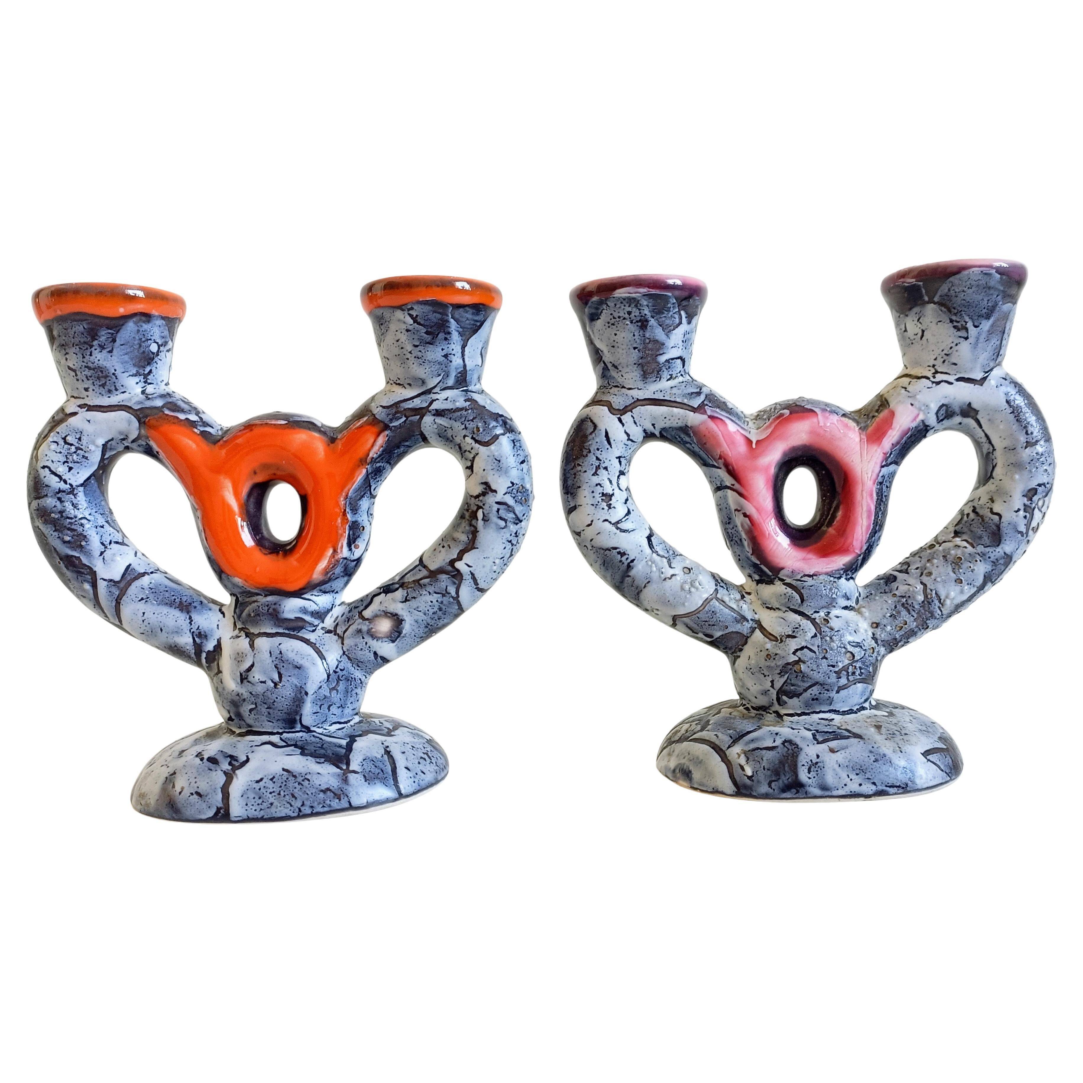 Candelabre en céramique du milieu du siècle par Vallauris, style Gaudí, France, années 1950.