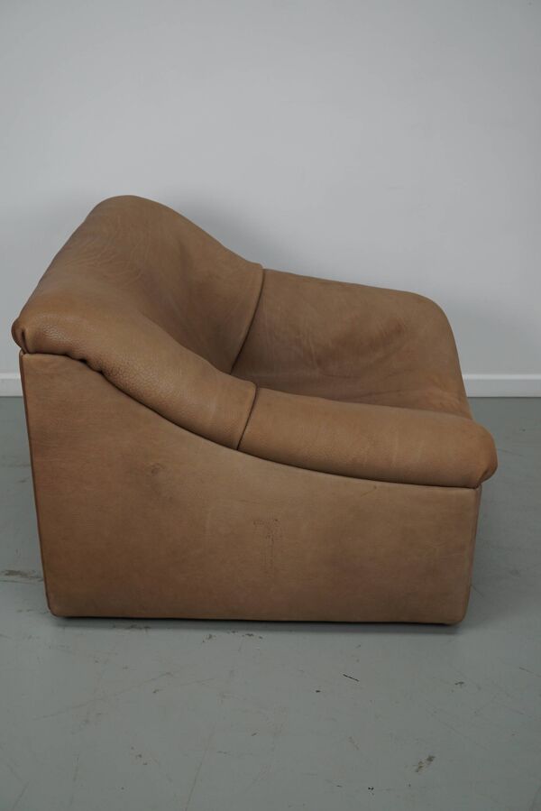 Fauteuil lounge De Sede DS46 en cuir de buffle beige/tan, Suisse