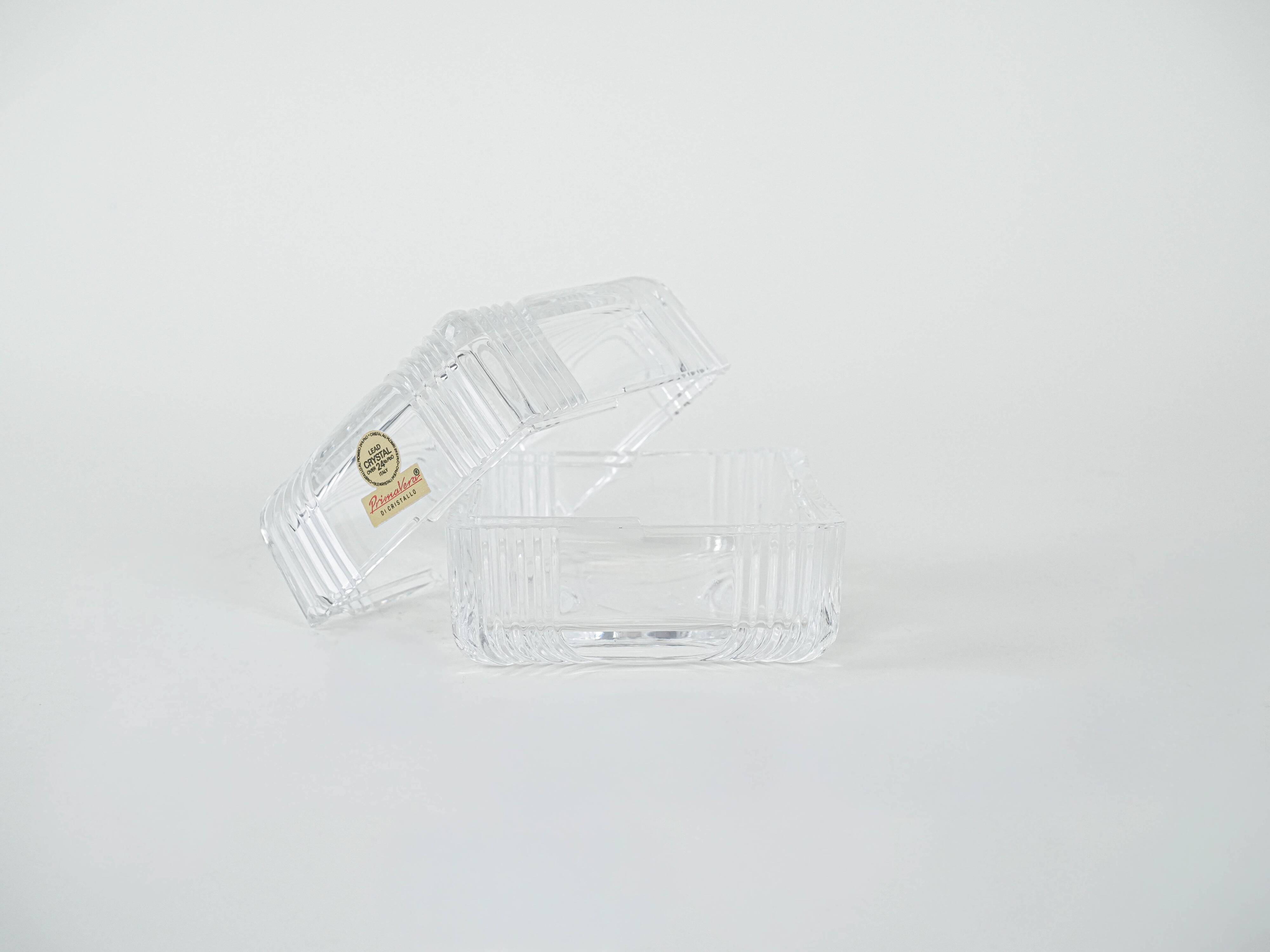 Crystal box, lead glass, Italian design, 1970s, manufacturer: Primavera di