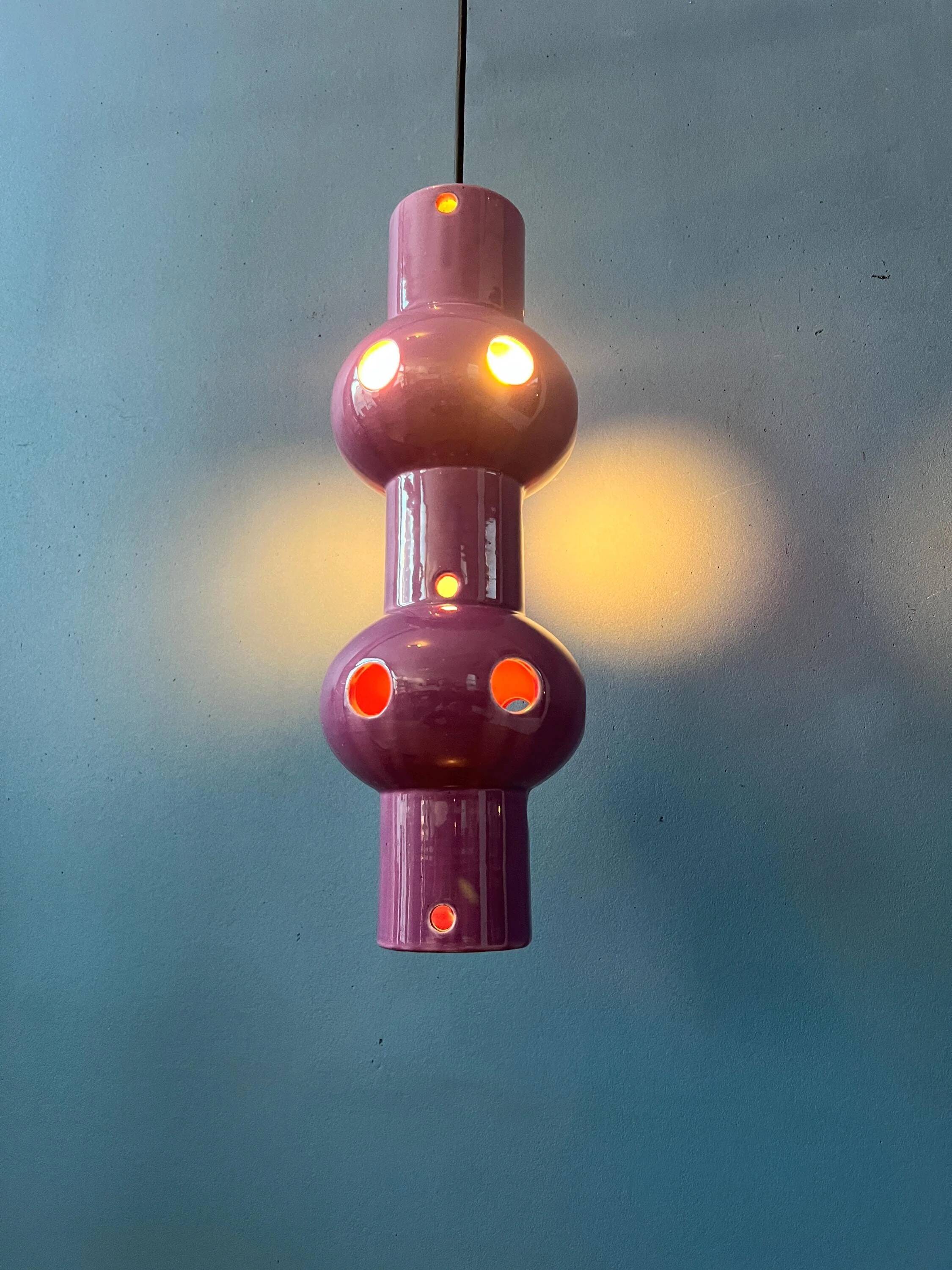 Suspension vintage en céramique rose violette West Germany
