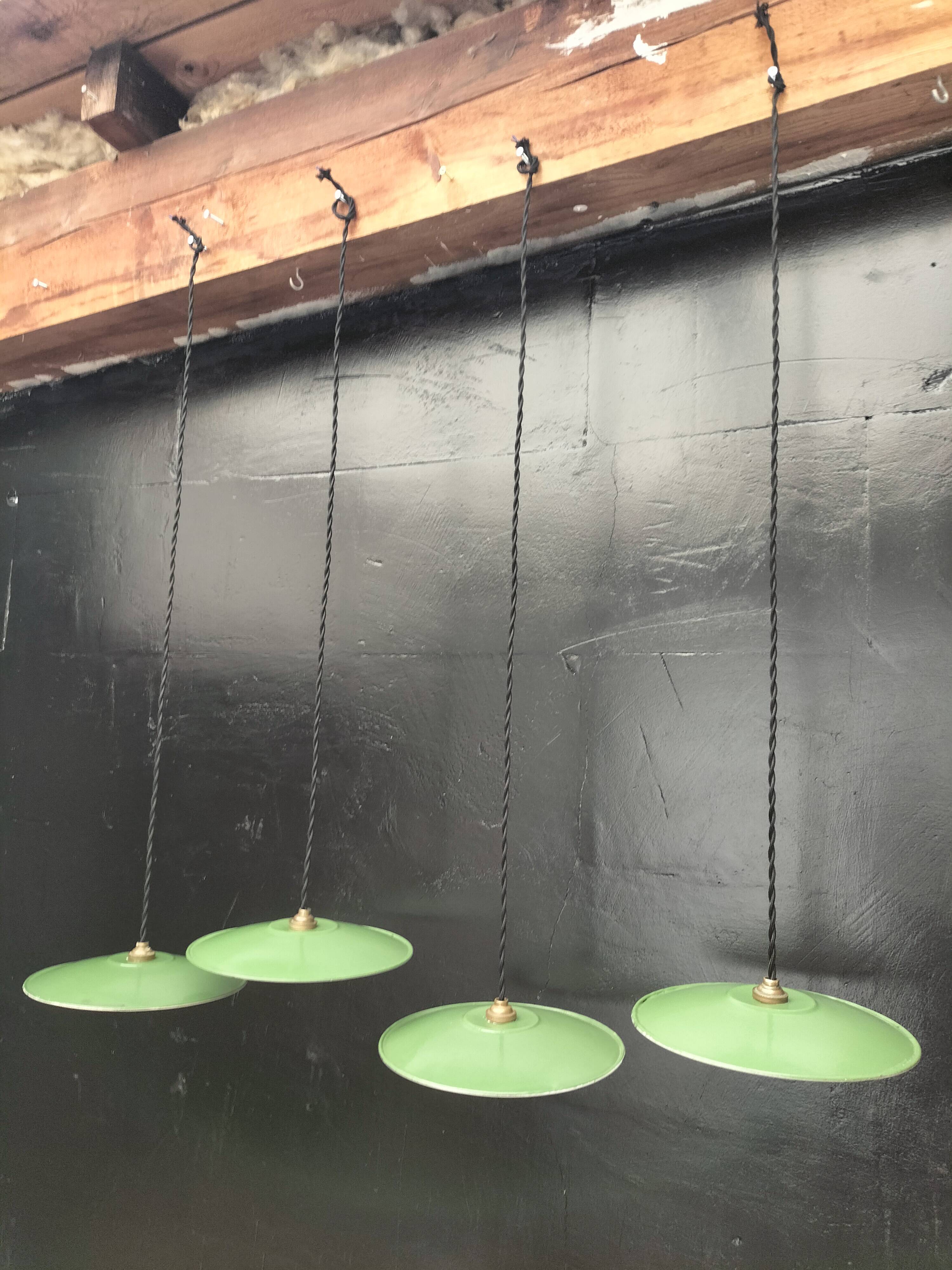 Enameled sheet metal pendant lights