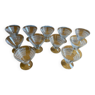 Set of 11 vintage flared champagne glasses