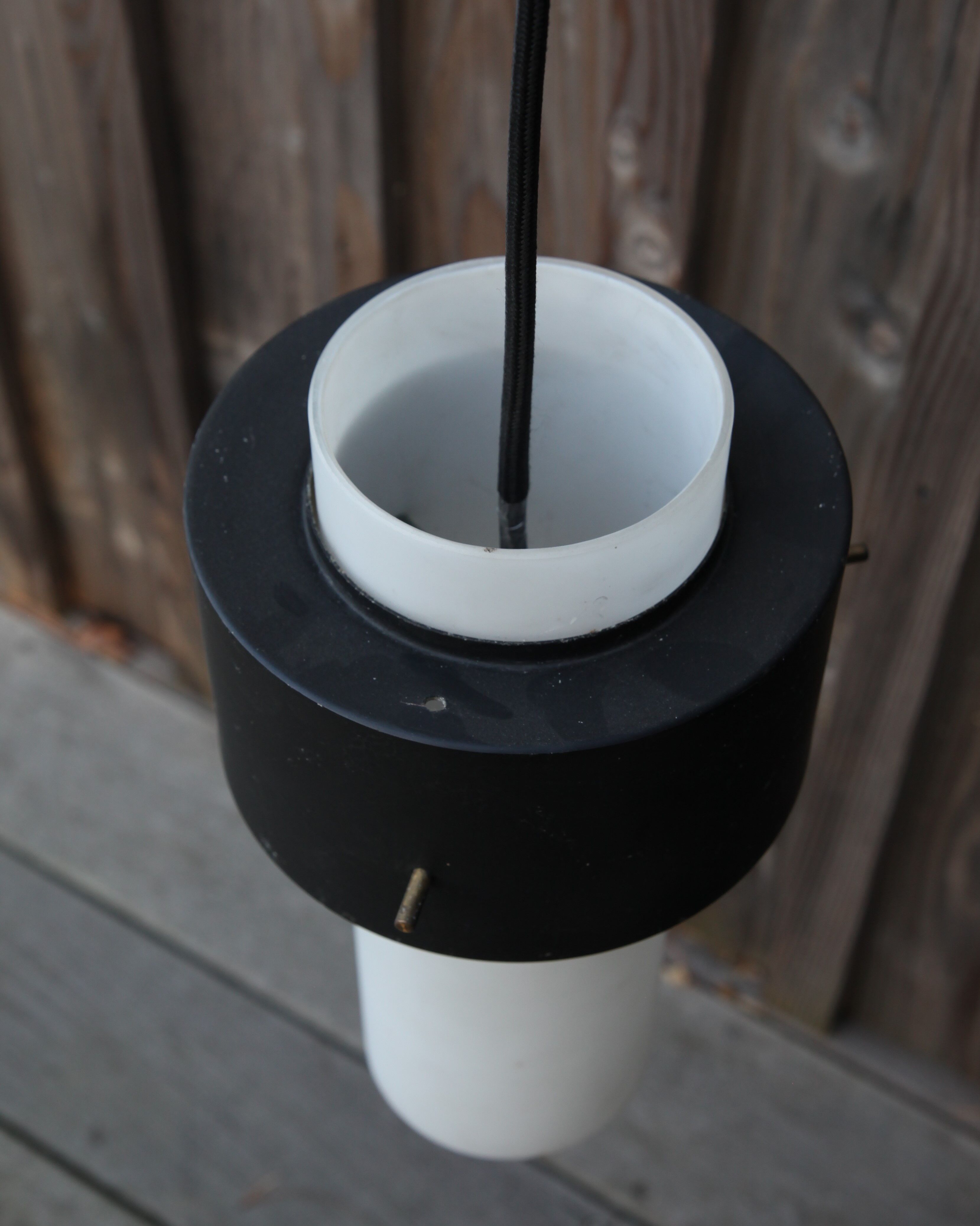 Frosted glass and metal pendant lamp by Louis Kalff for Philips