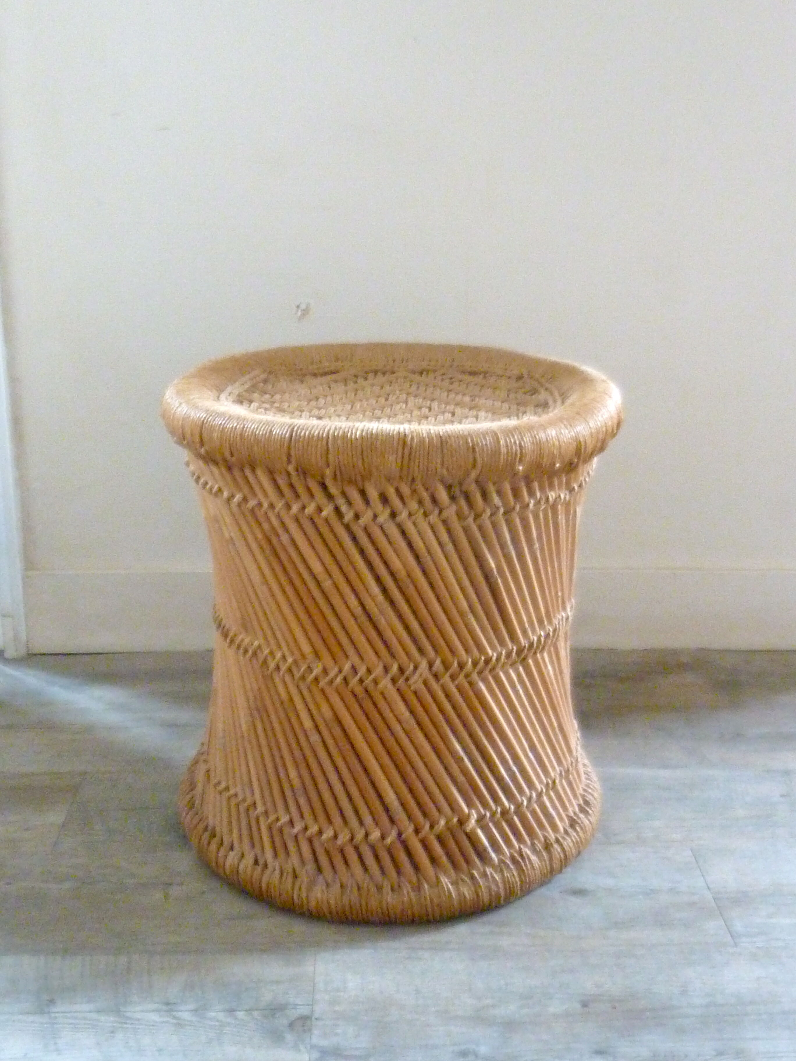 Stool in rattan and rope, 60 years