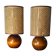 pair of Scandinavian wooden ball lamps and new lampshades 32x14 electric ok