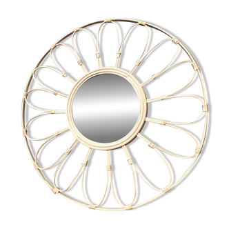 Miroir rotin circulaire vintage