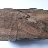 Carved solid wood pencil holder signed vintage