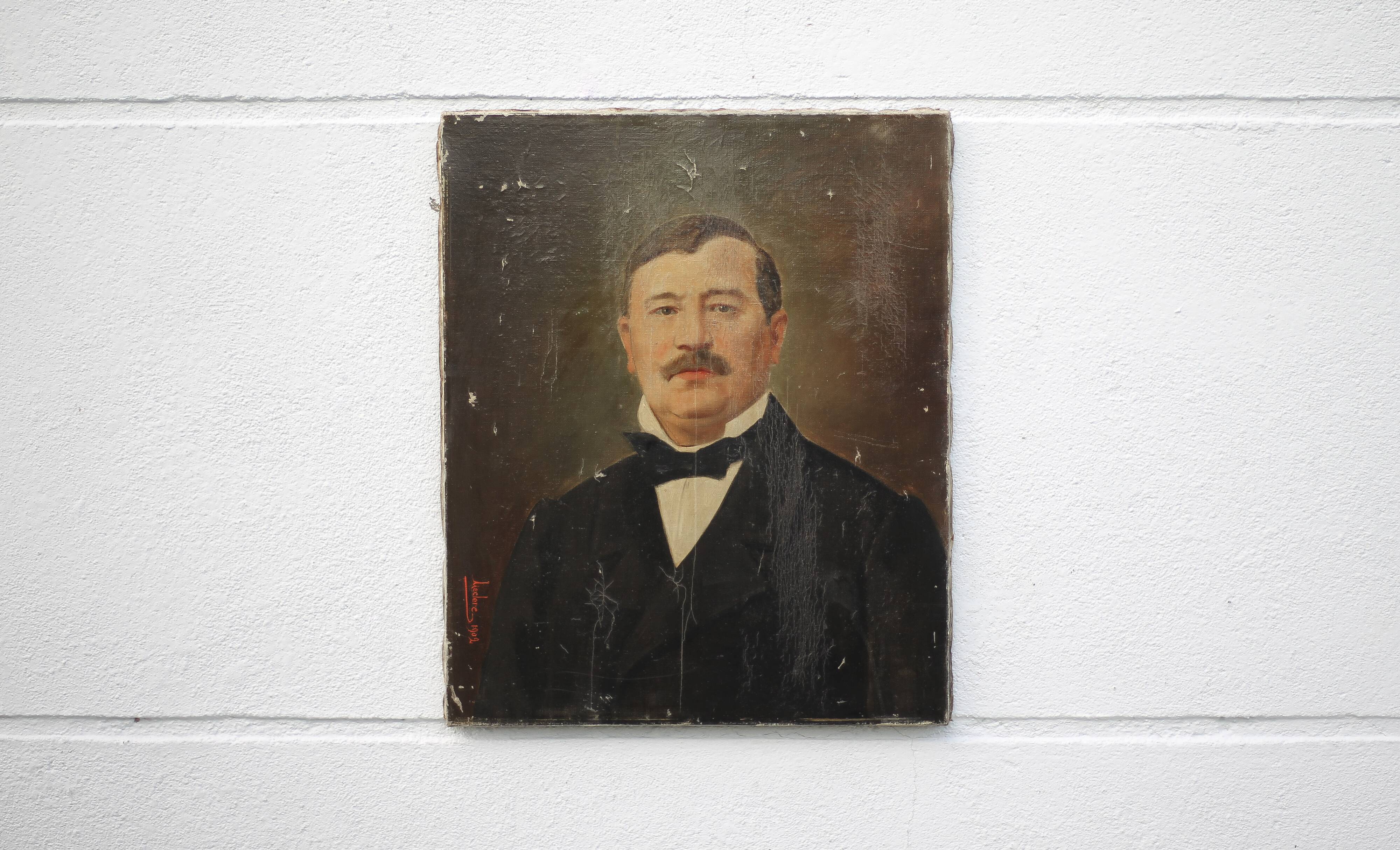 Signed painting, painting on canvas portrait man, oil on canvas