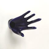 Hand ring or blue ceramic soliflore seventies