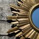 Vintage sun mirror 1960 in patinated golden balsa