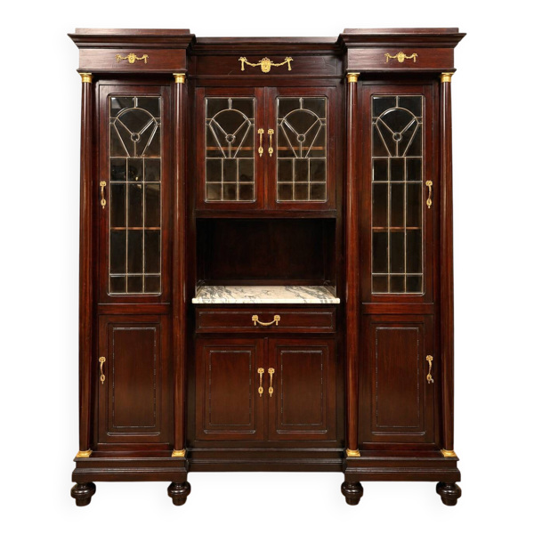 Grande bibliothèque-vitrine de style Empire en acajou époque fin XIXeme