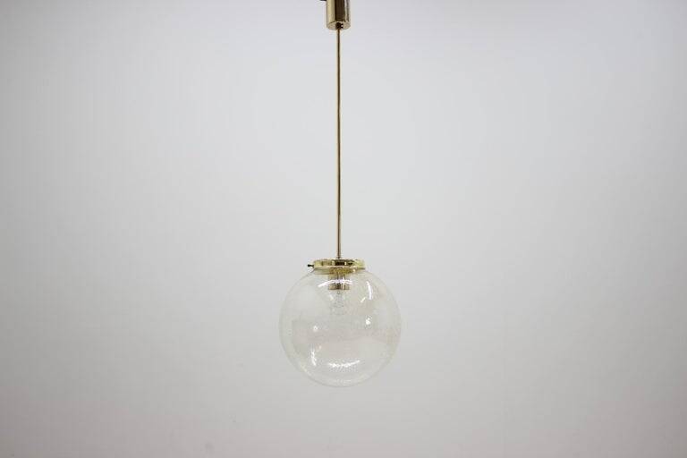 Design Midcentury Brass and bubble glass Pendant, 1980s