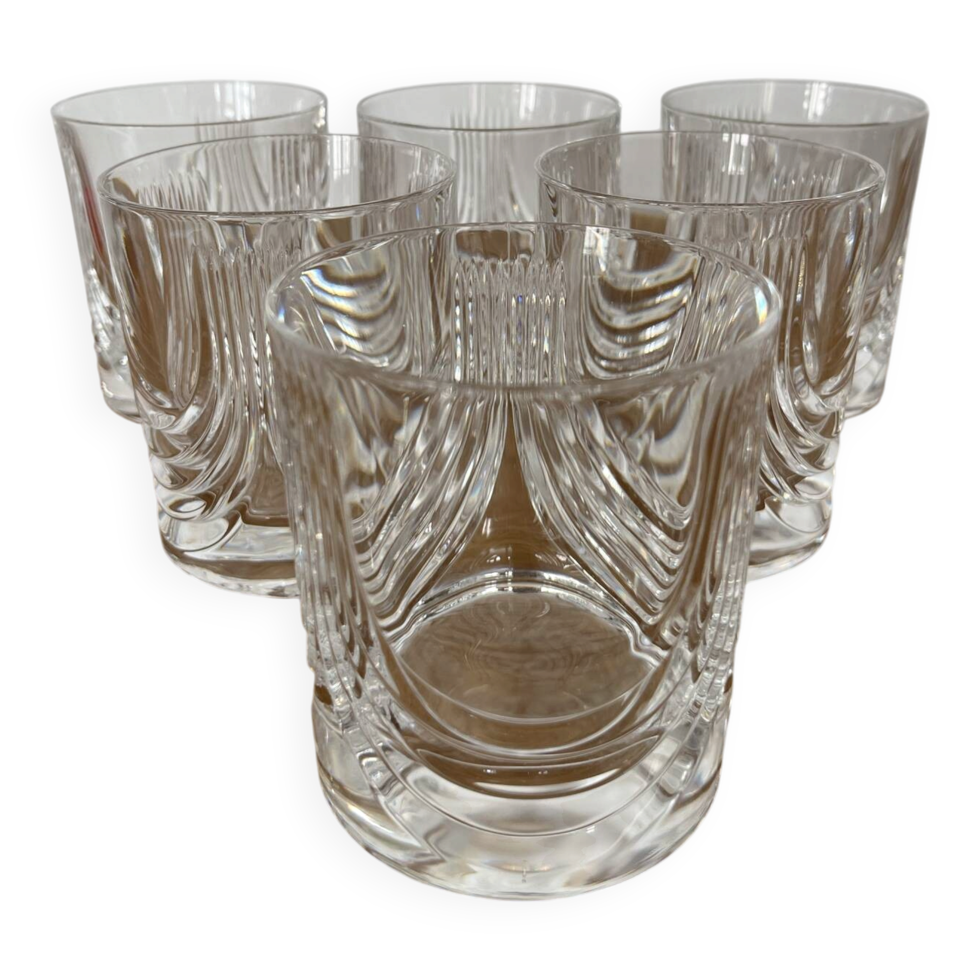Set of 6 vintage crystal whisky glasses from Royal Cristal Rock.