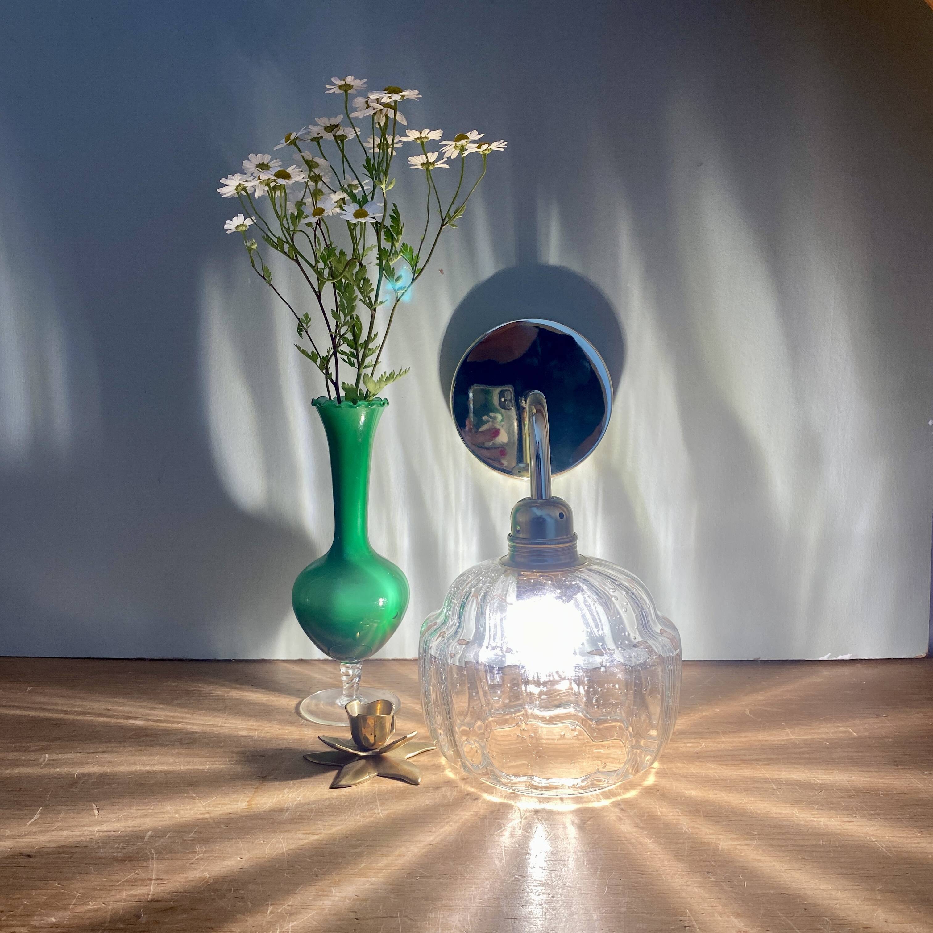 Vintage bubbled glass globe wall light
