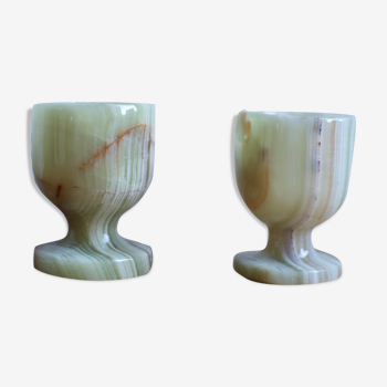 Duo de verres à liqueur en onyx marbré