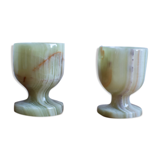 Duo of liqueur glasses in marbled Onyx