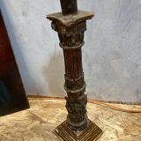 Grand bougeoir ancien  bois sculpté polychrome - XVIIIe