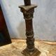 Large antique polychrome carved wooden candle holder - 18th century