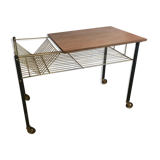 Vinyl rack side table with wheels