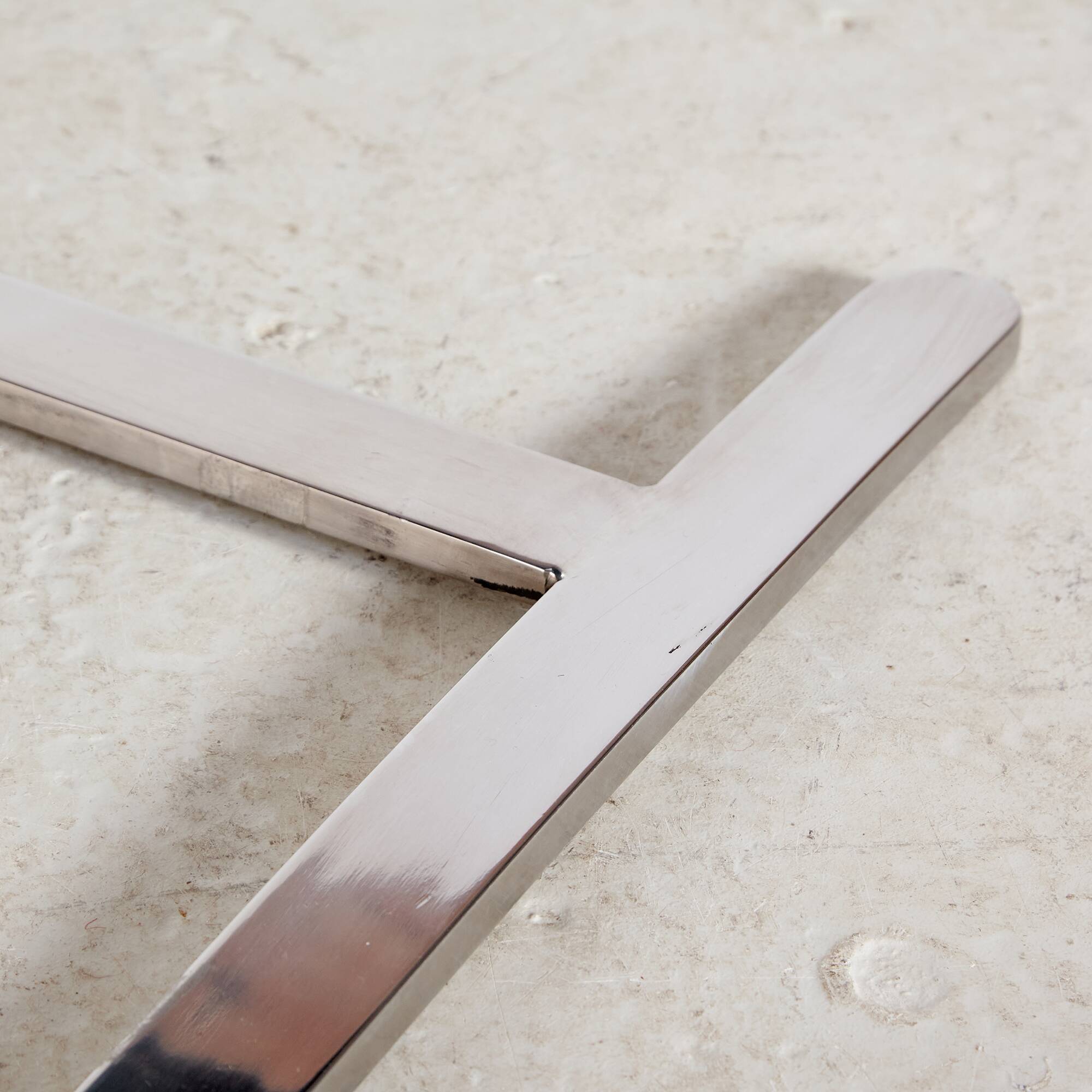 Steel armchair with leather upholstery