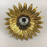Ceiling lamp flower leaf golden metal year 70