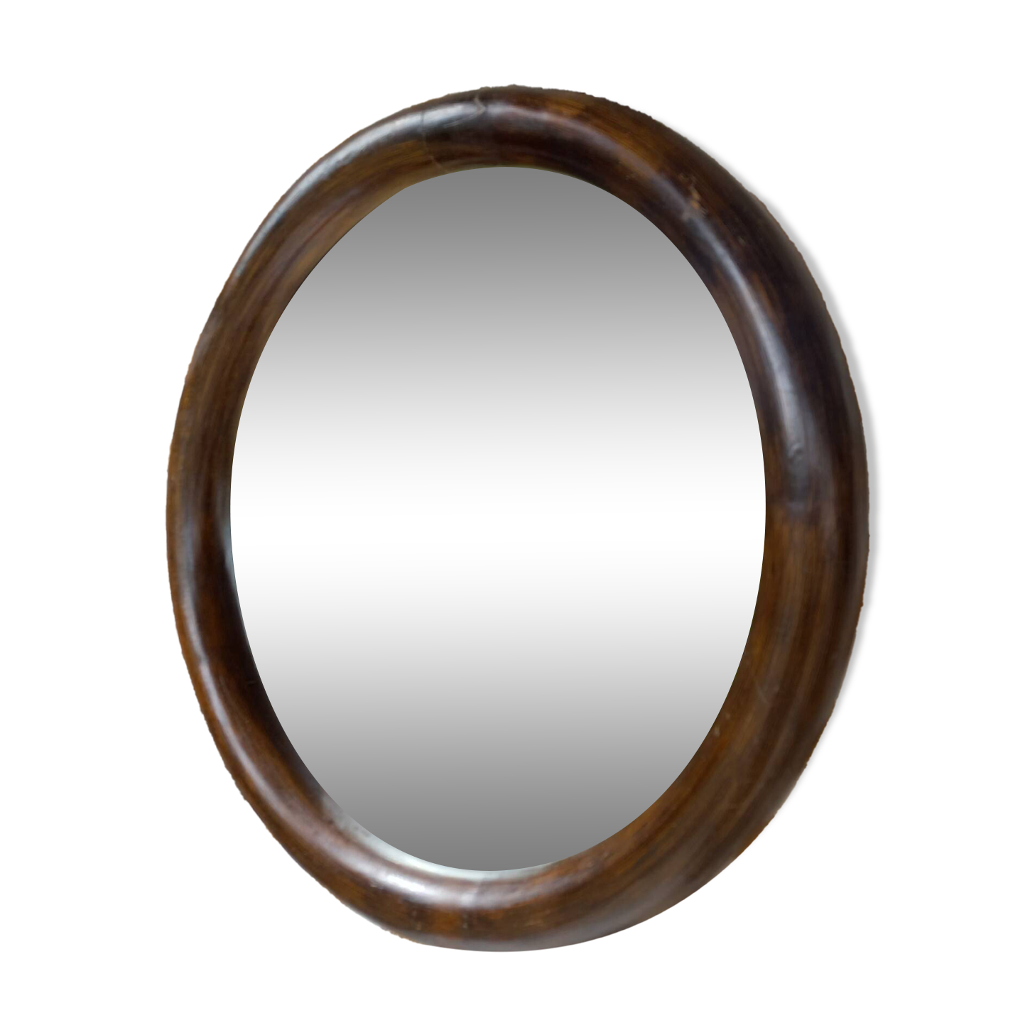 Vintage curved bamboo mirror
