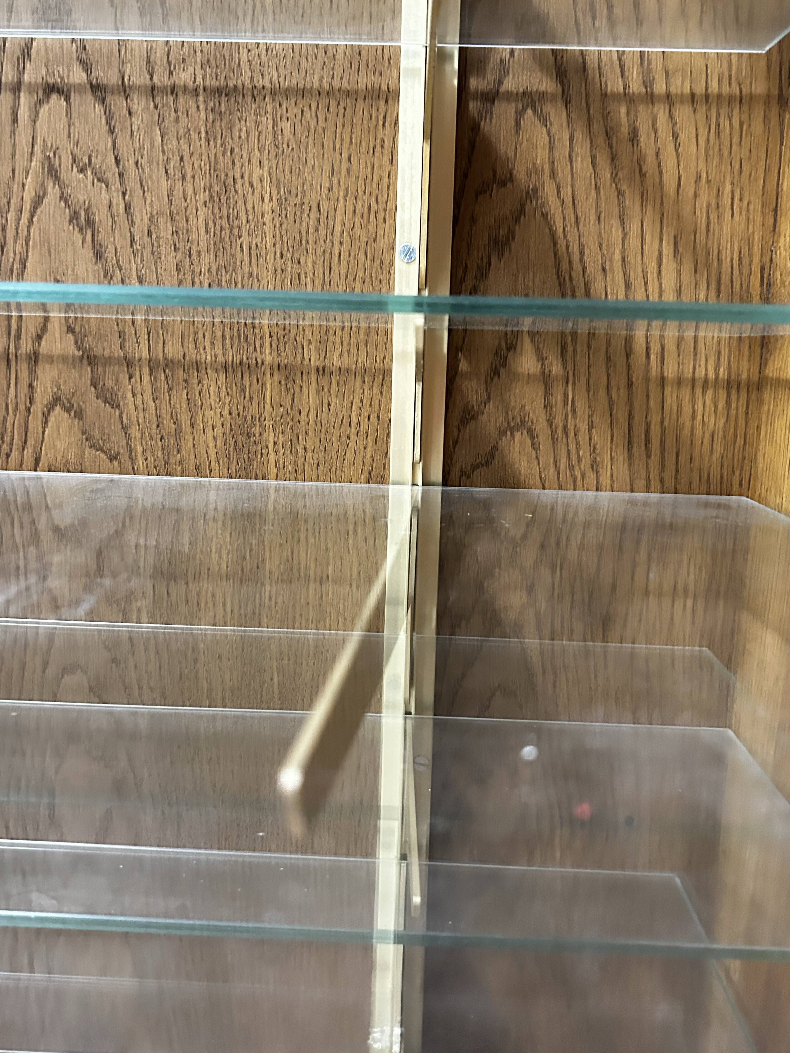 Set of 2 large vintage wooden and glass display cabinets – integrated lighting