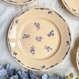 5 small vintage porcelain plates K&G Luneville "Flore" 1950s small blue flowers
