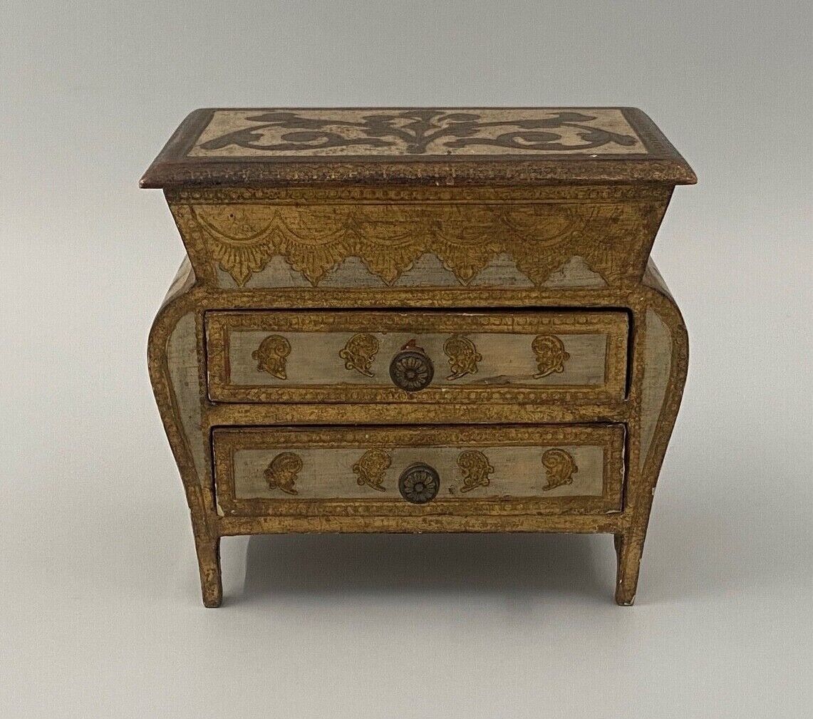 Miniature chest of drawers gilded wooden poupee furniture jewelry mid xxe italian