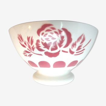 Old Art Deco bowl, décor of red roses, edifying red teeth, Badonviller?