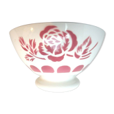 Old Art Deco bowl, décor of red roses, edifying red teeth, Badonviller?