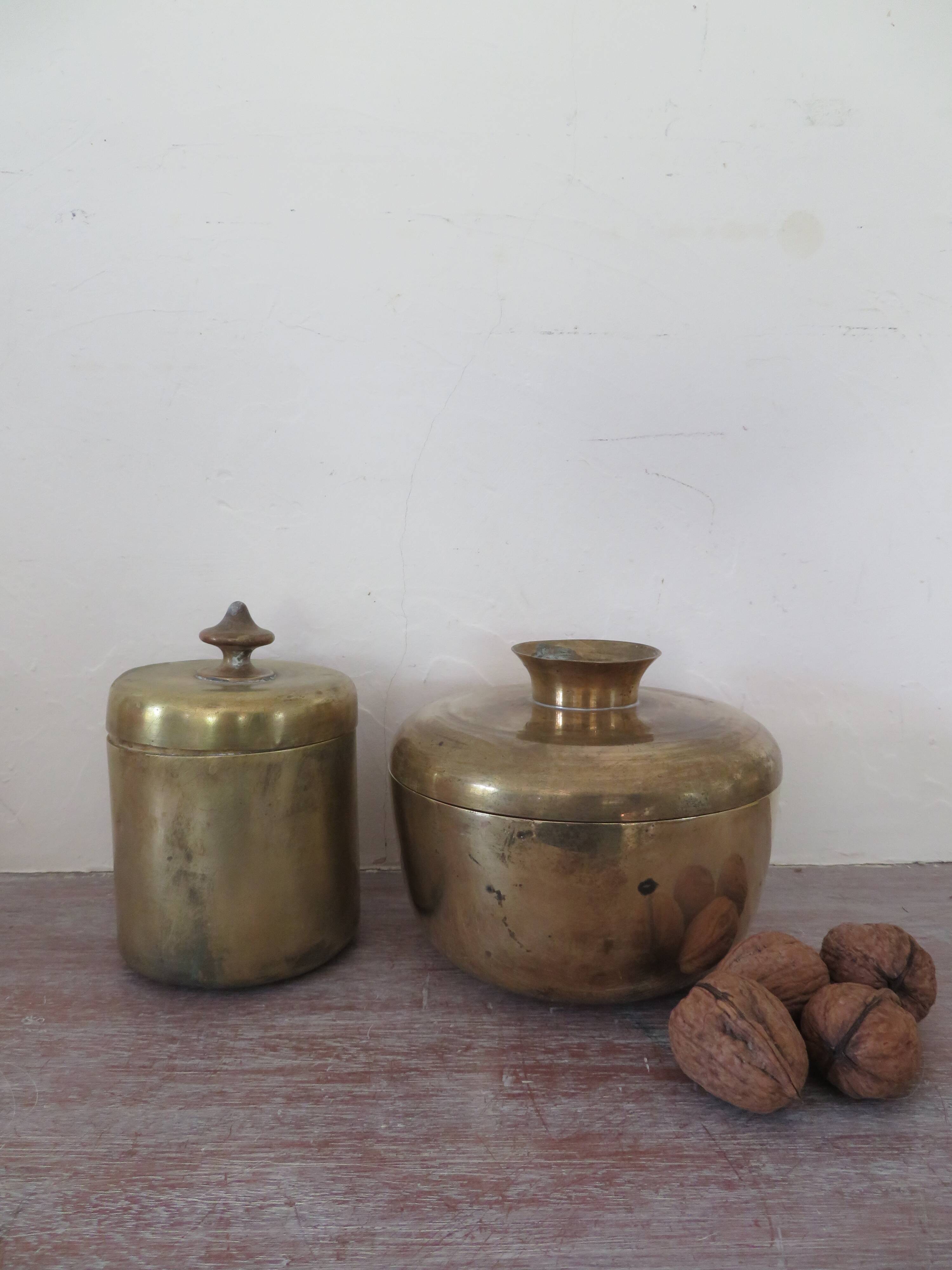 Set of 2 vintage brass boxes