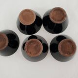 Set of 5 small black & yellow ceramic bowls (Ramekins) signed Kéramos Sèvres