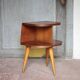 Vintage wooden bedside table, wooden bedside table with compass legs