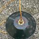 Old industrial black and white vintage enameled sheet metal pendant light