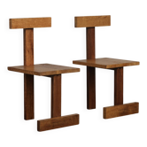 Rare pair of modernist T-back chairs, Netherlands, 1960s