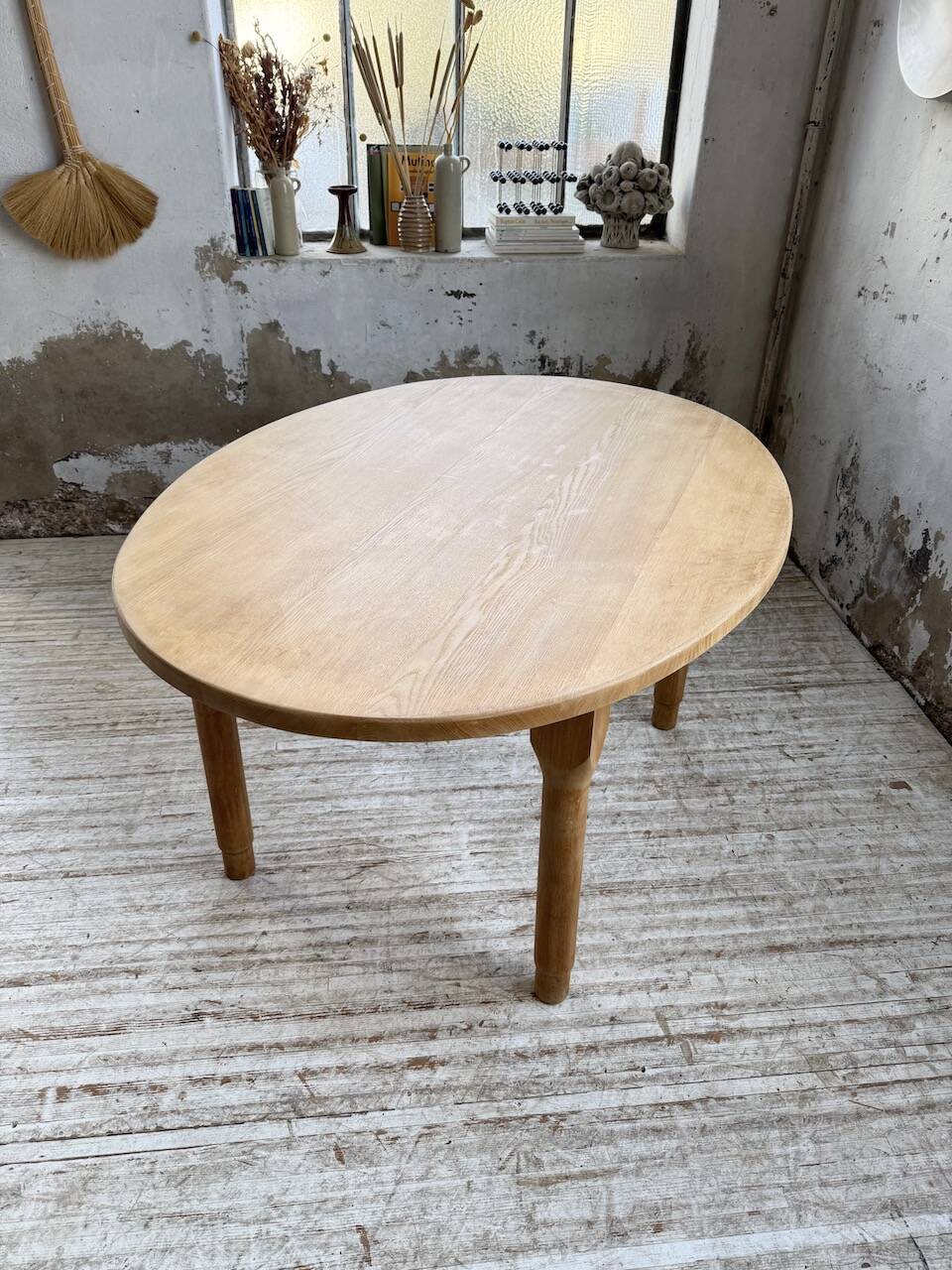 Oval farmhouse table oak 1960