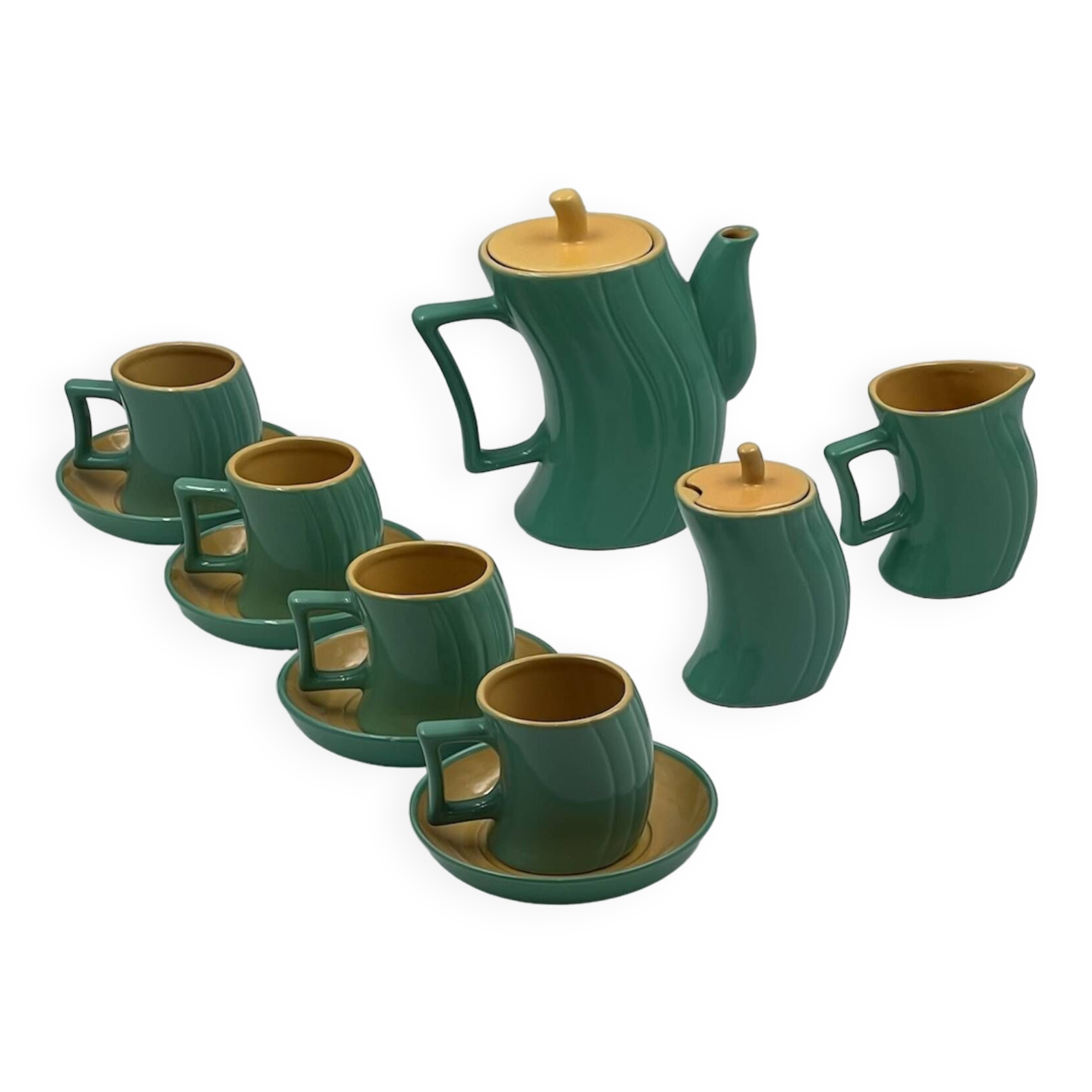 Vintage Memphis Naj Oleari Ceramic Tea Set by Massimo Iosa Ghini - 1980s