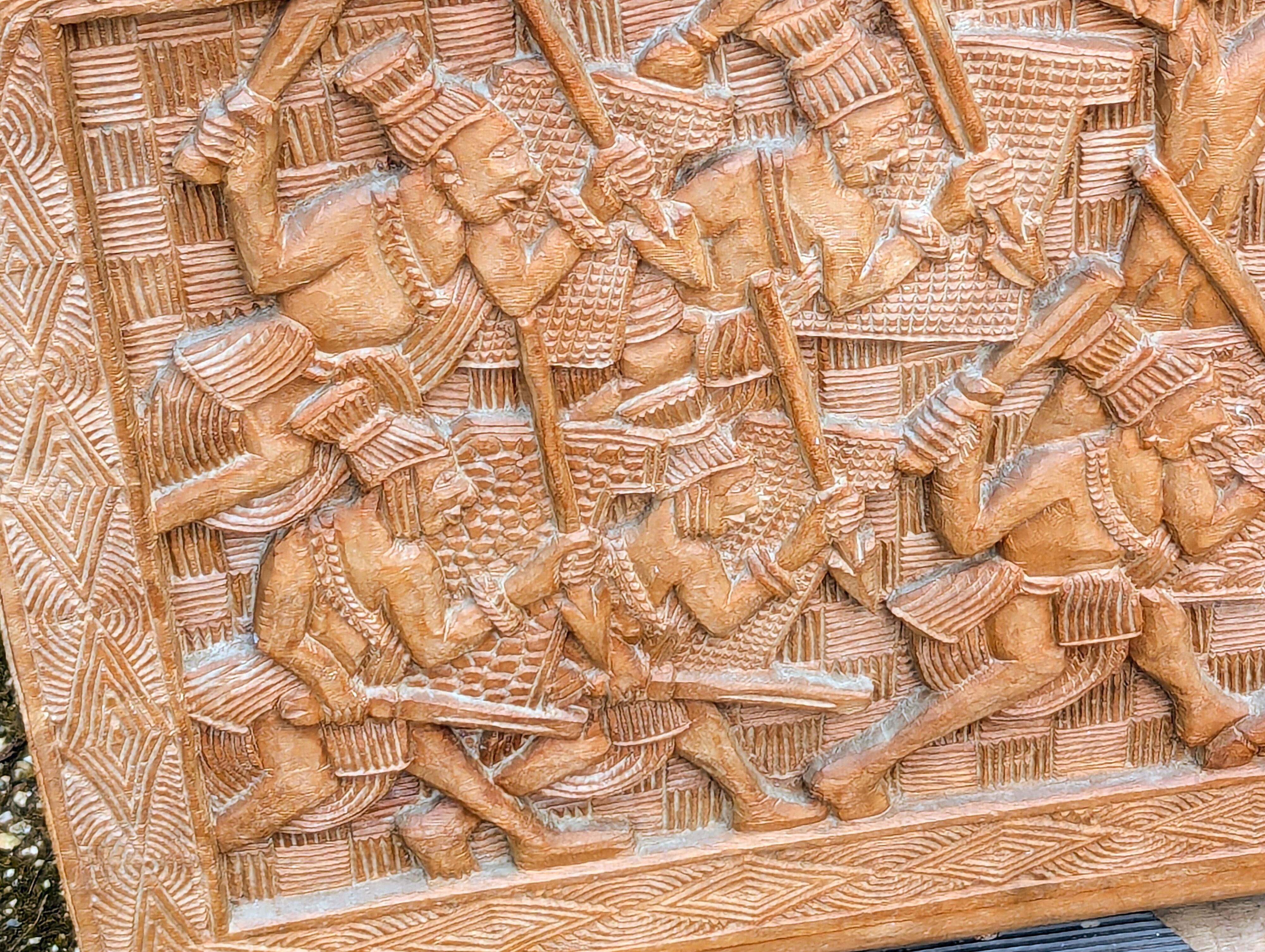 Antique Large Exotic Wood Chest Carved Africa